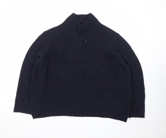 Whistles Women's Black Mock Neck Wool Blend Knit Jumper Size M