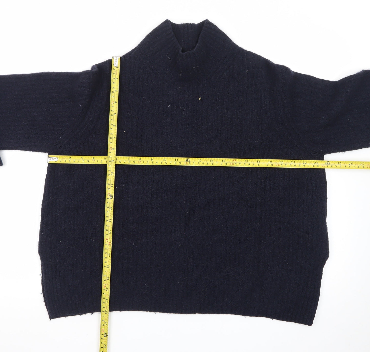 Whistles Women's Black Mock Neck Wool Blend Knit Jumper Size M
