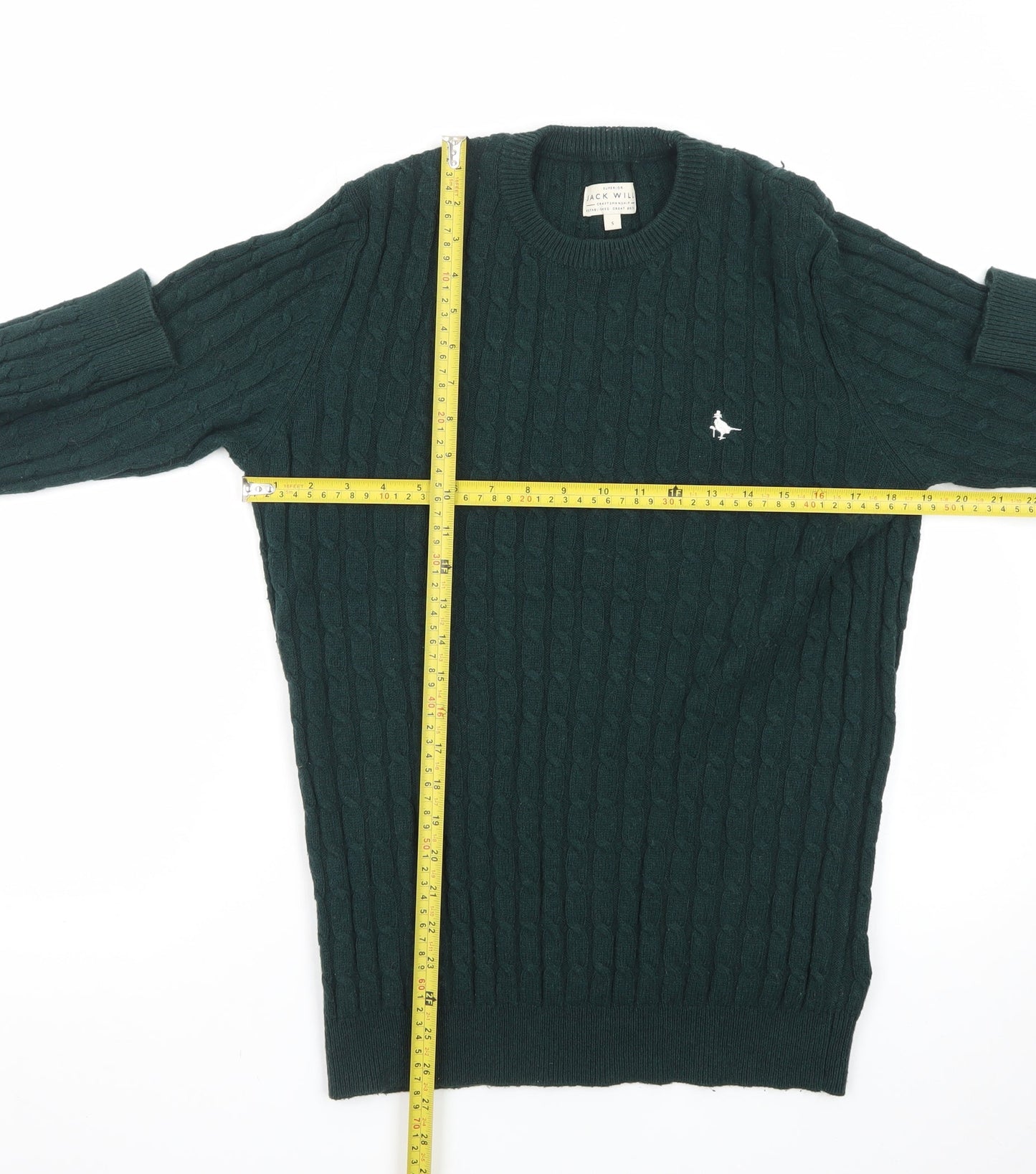 Jack Wills Womens Green Cable-Knit Pullover Jumper Size S