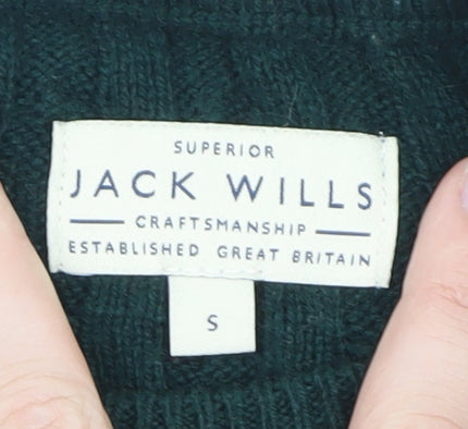 Jack Wills Womens Green Cable-Knit Pullover Jumper Size S