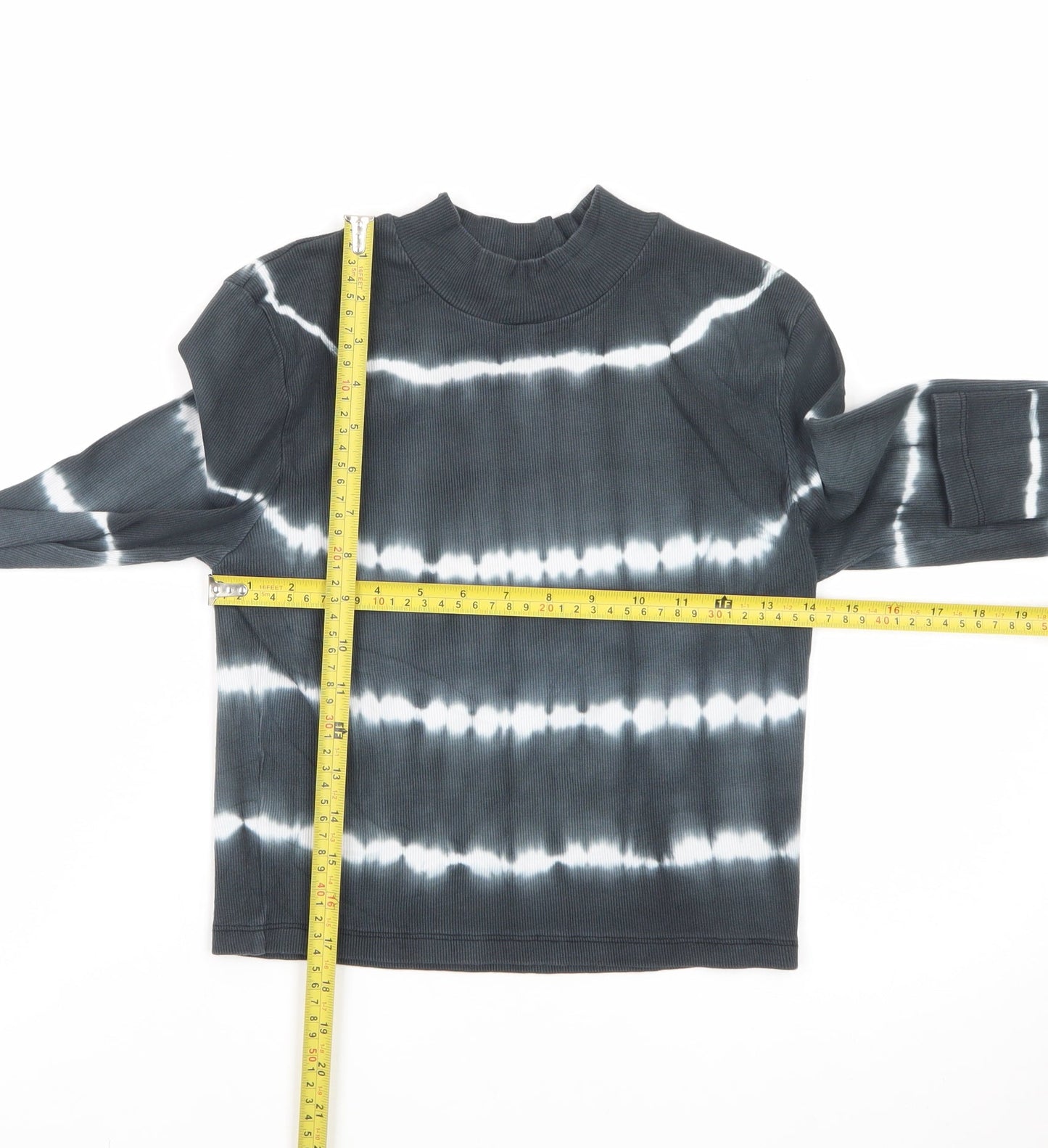 ASOS Women’s Black Tie-Dye Cropped Long Sleeve Mock Neck Top Size 12