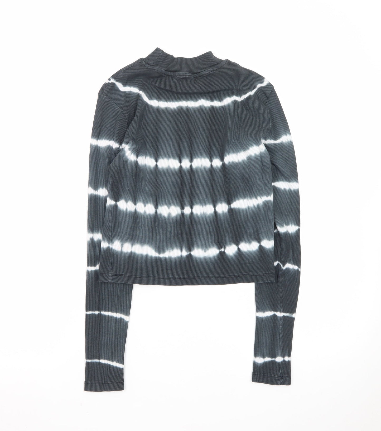 ASOS Women’s Black Tie-Dye Cropped Long Sleeve Mock Neck Top Size 12