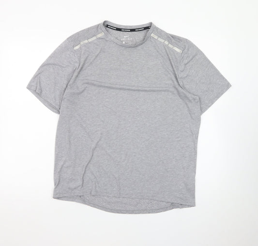 Nike Men's Grey Dri-Fit Running T-Shirt Size L Athletic Fit
