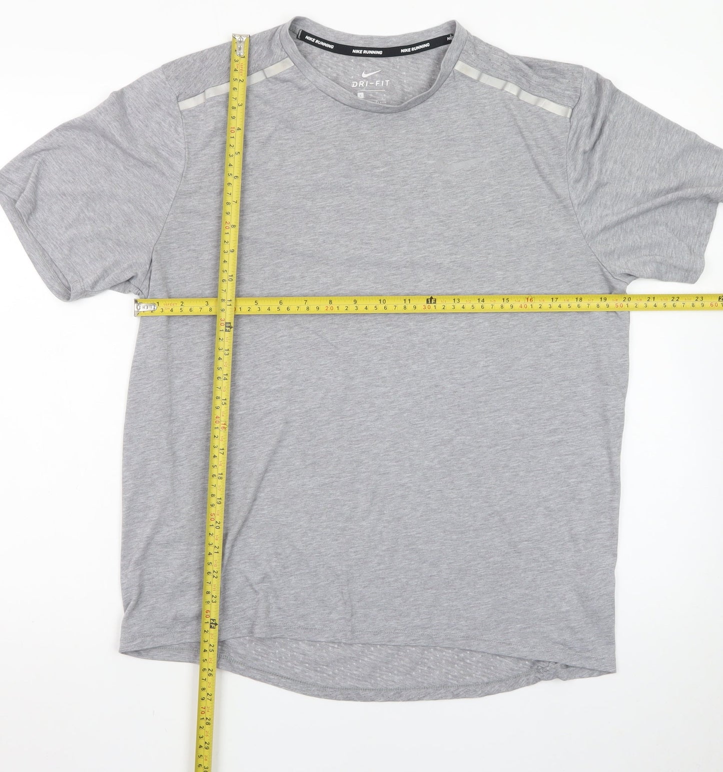 Nike Men's Grey Dri-Fit Running T-Shirt Size L Athletic Fit