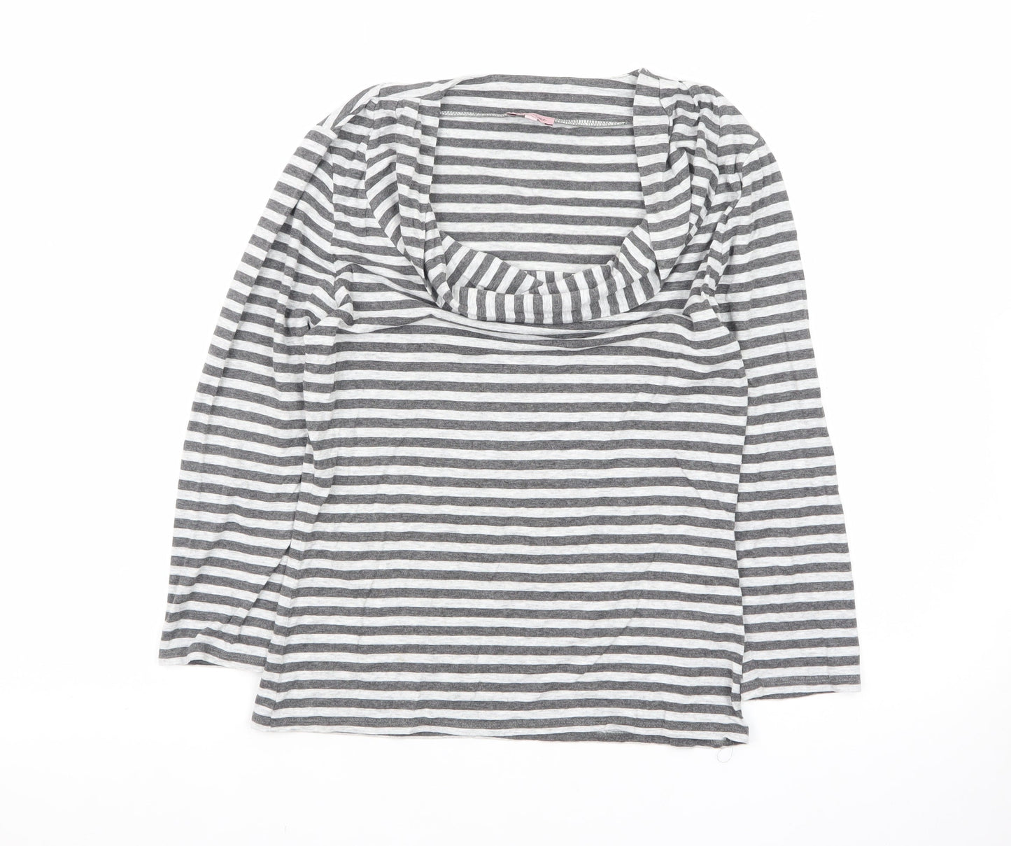 Phase Eight Women’s Grey Striped Cowl Neck Jersey Top Size 12