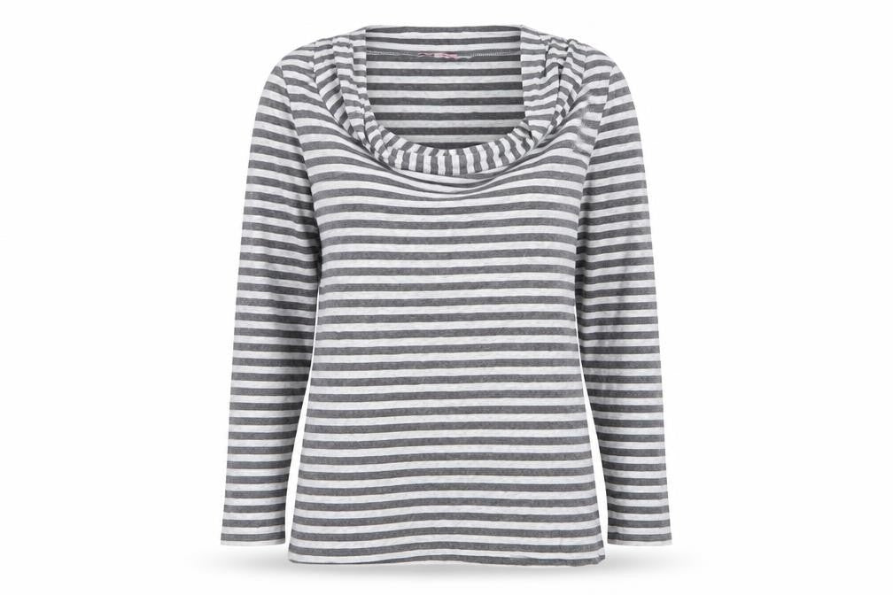 Phase Eight Women’s Grey Striped Cowl Neck Jersey Top Size 12