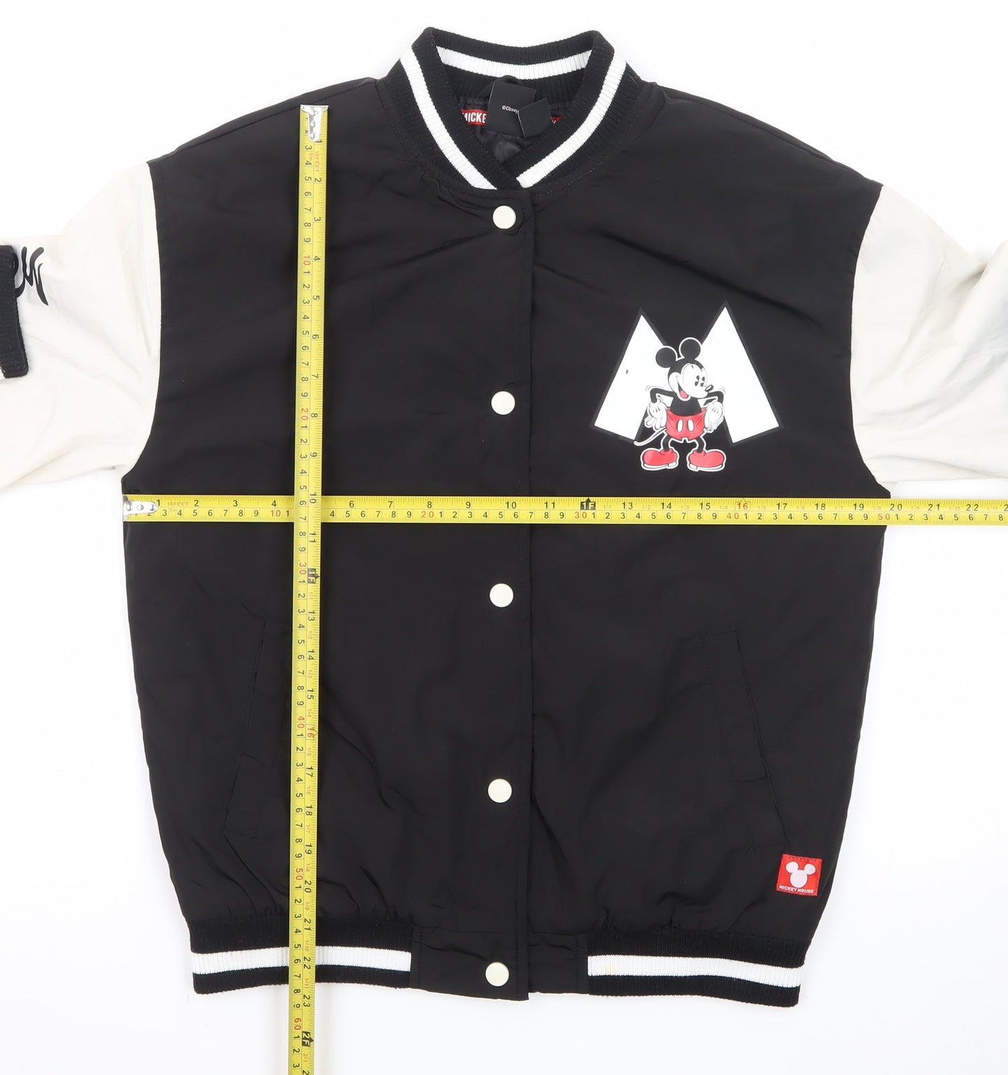 Disney Girls Black Varsity Jacket 12-13 Years Mickey Mouse Lined Bomber