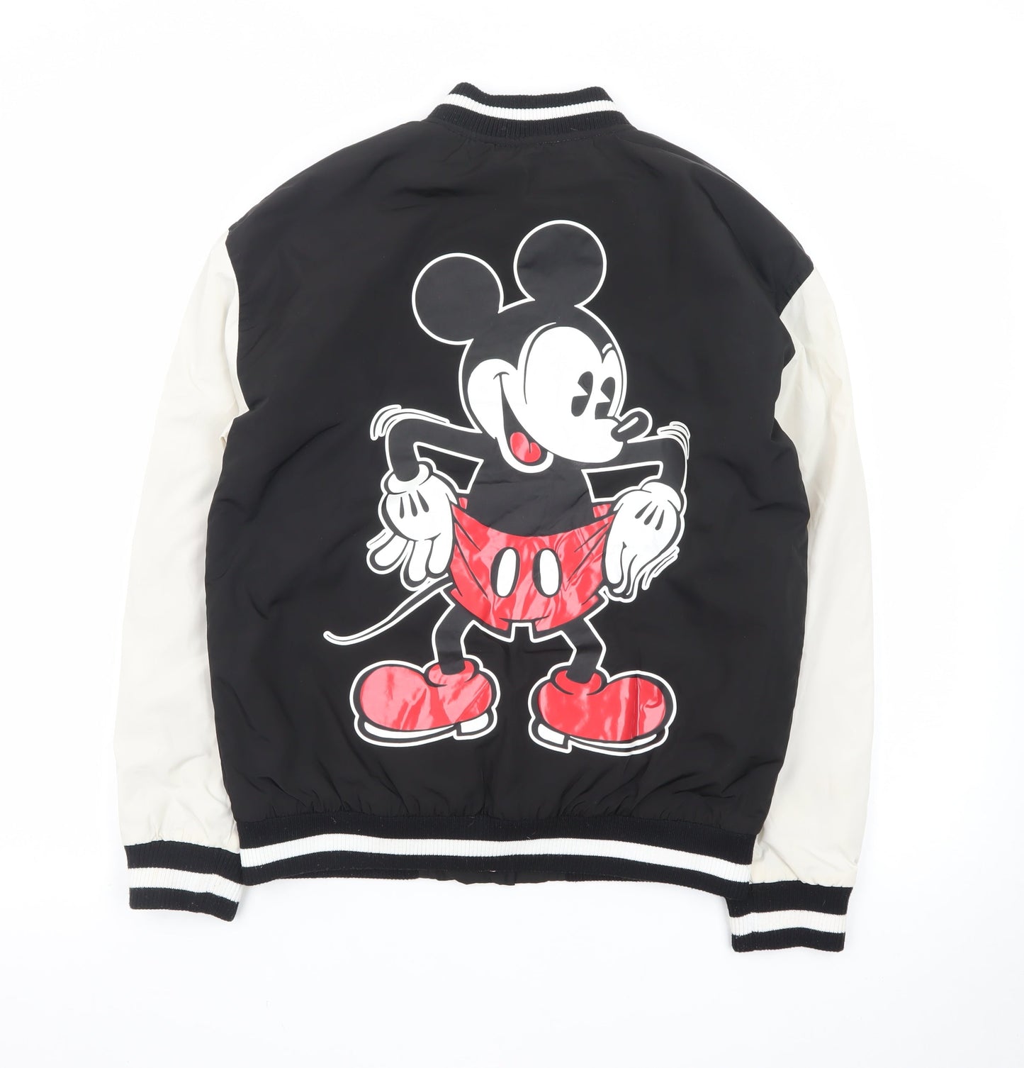 Disney Girls Black Varsity Jacket 12-13 Years Mickey Mouse Lined Bomber