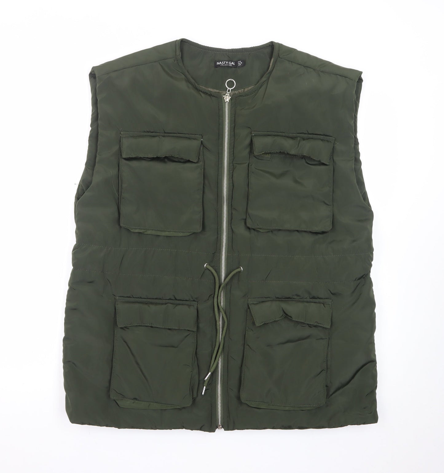 Nasty Gal Women Green Size 12 Padded Utility Waistcoat