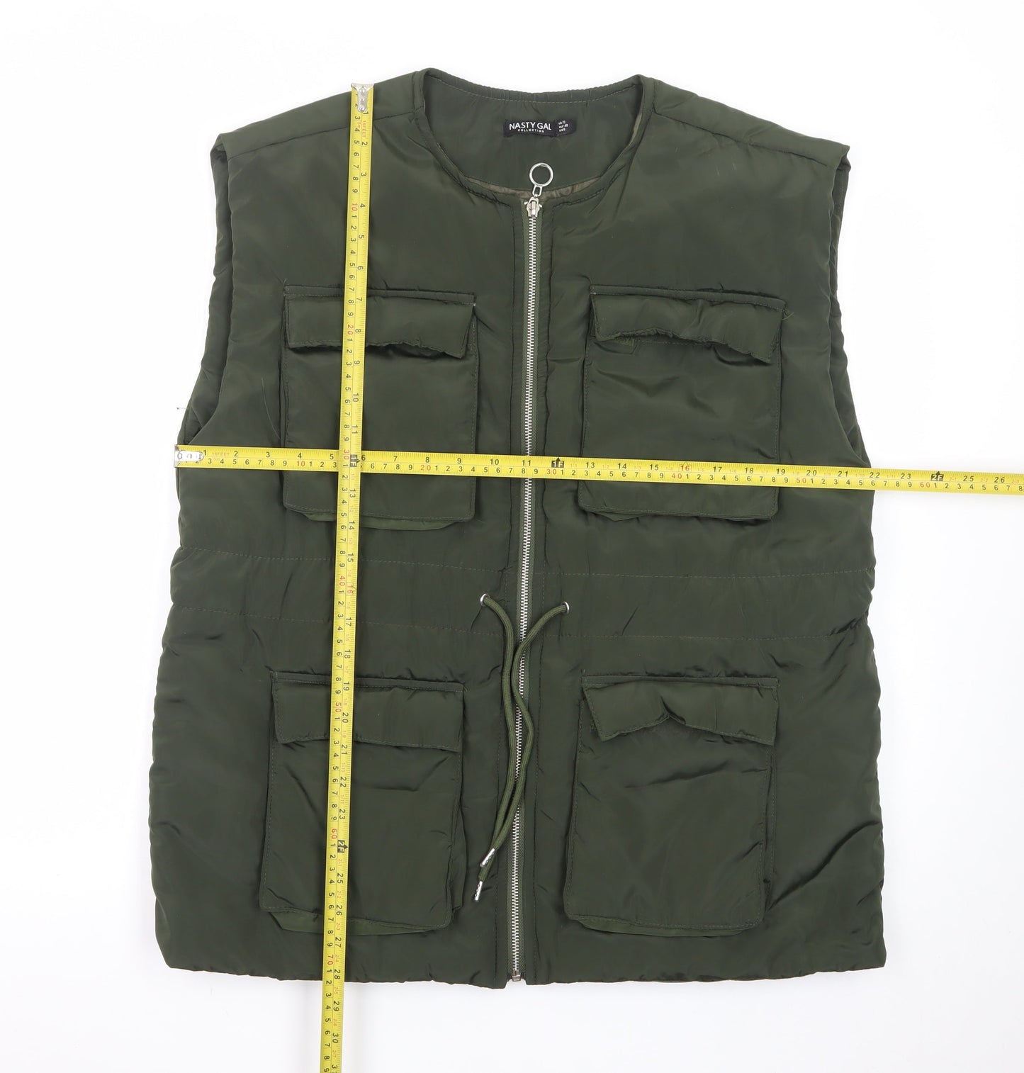 Nasty Gal Women Green Size 12 Padded Utility Waistcoat