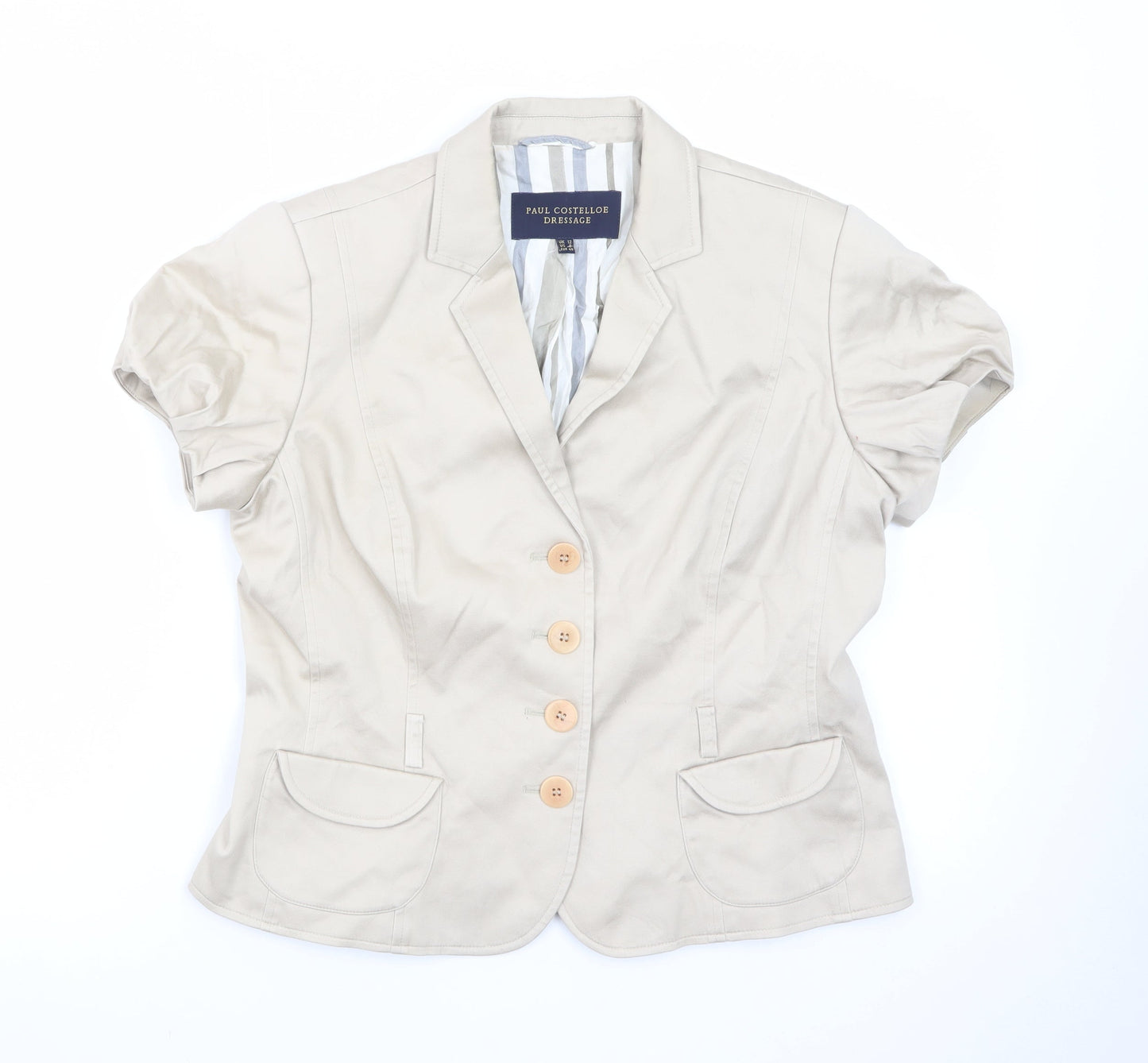 Paul Costelloe Dressage Women's Beige Short Sleeve Suit Jacket UK 12