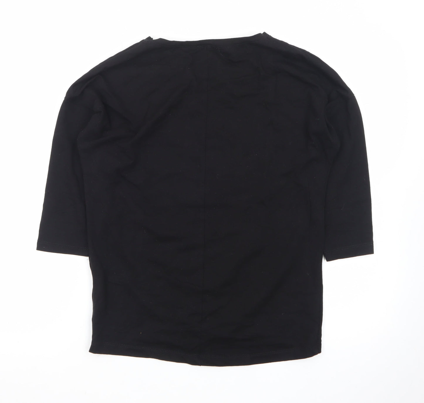 MEGI Collection Women's Black Abstract Print 3/4 Sleeve T-Shirt S
