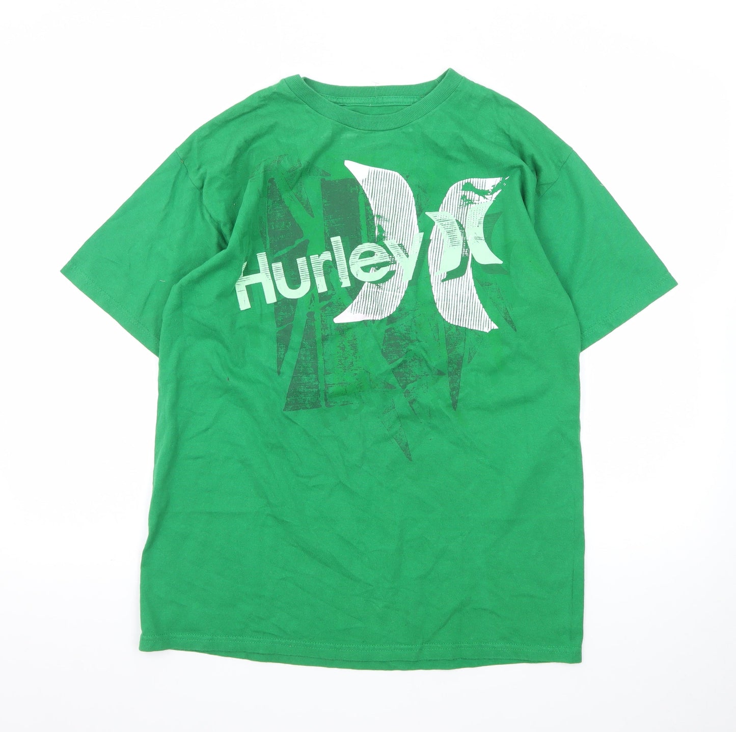 Hurley Men's Green Graphic Print Cotton Short Sleeve T-Shirt M