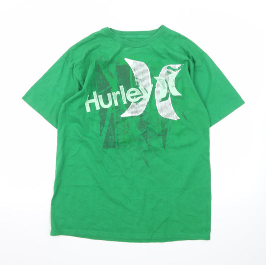 Hurley Men's Green Graphic Print Cotton Short Sleeve T-Shirt M