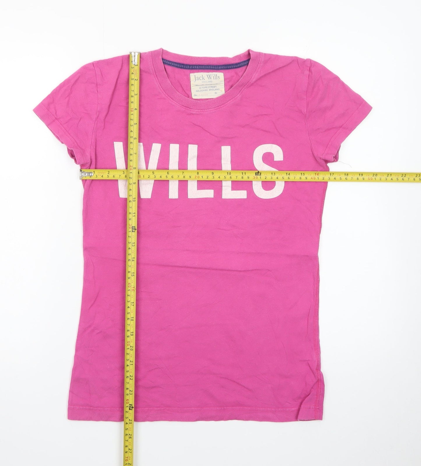Jack Wills Womens Pink Basic Crew Neck Cotton T-Shirt Size 10