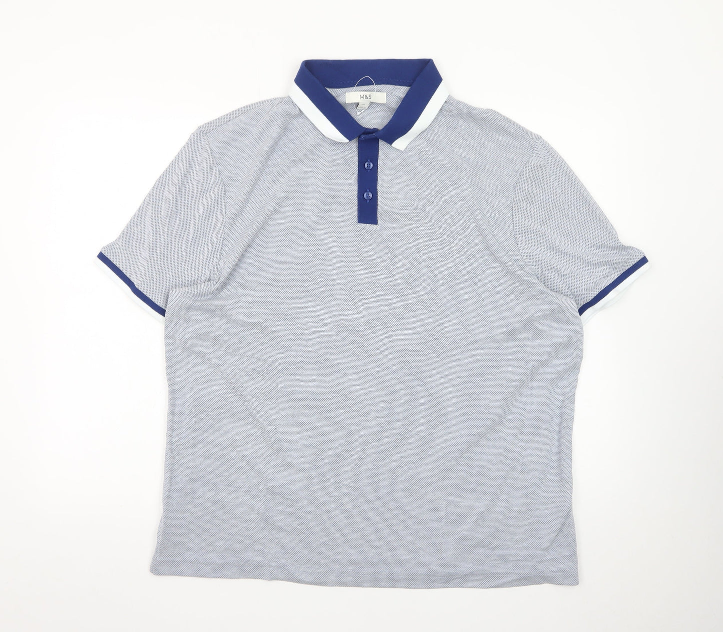 Marks and Spencer Men’s Blue XL Cotton Polo Shirt Regular Fit