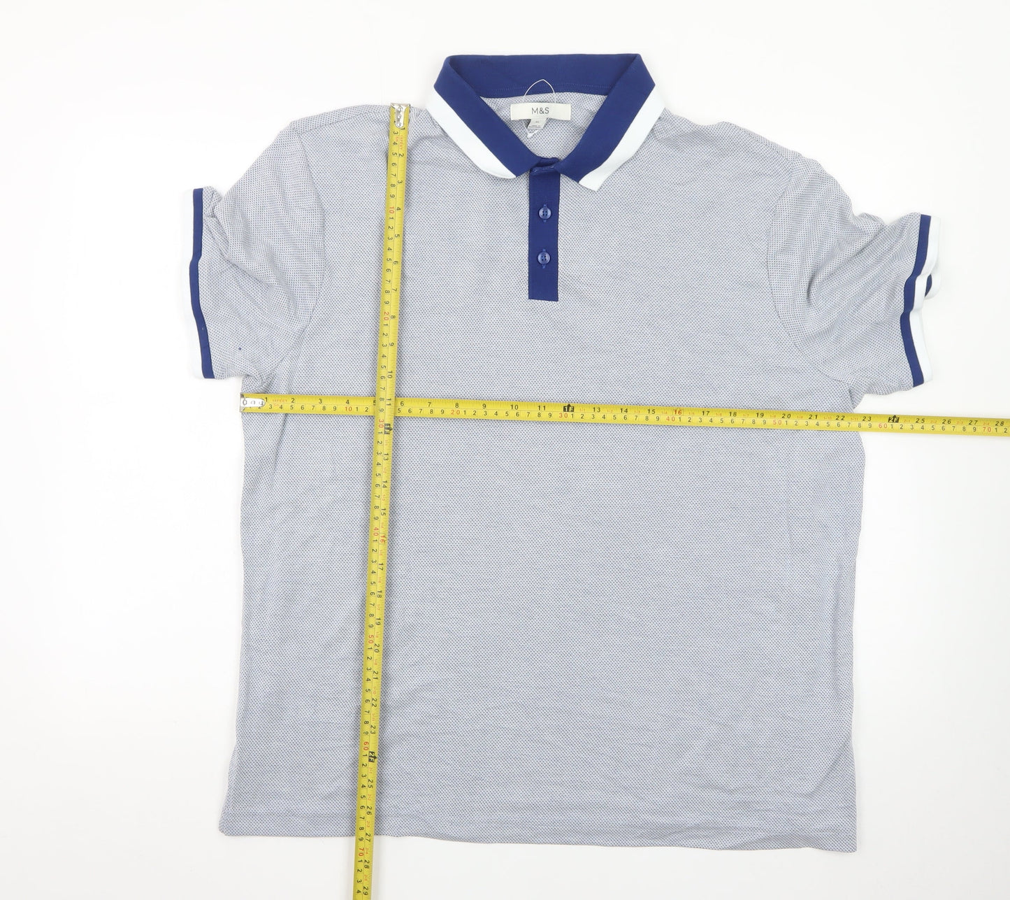 Marks and Spencer Men’s Blue XL Cotton Polo Shirt Regular Fit