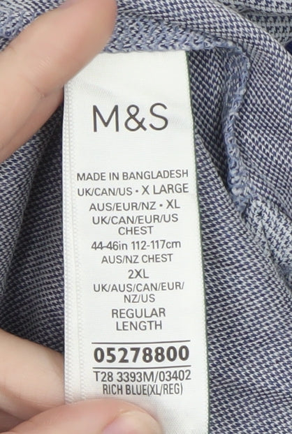 Marks and Spencer Men’s Blue XL Cotton Polo Shirt Regular Fit