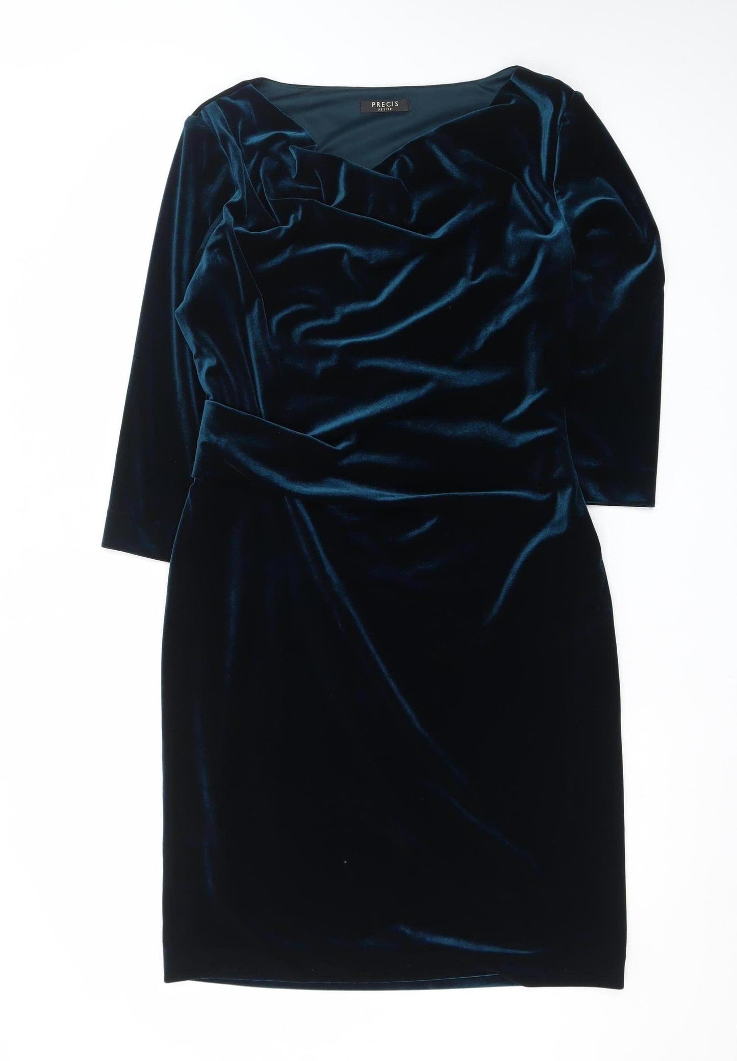 Precis Petite Women Blue Velvet Sheath Dress Size 12