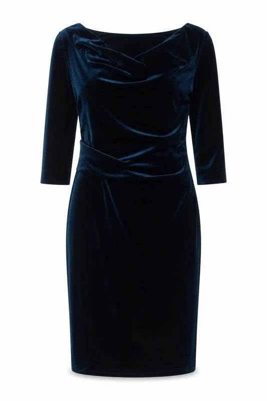 Precis Petite Women Blue Velvet Sheath Dress Size 12