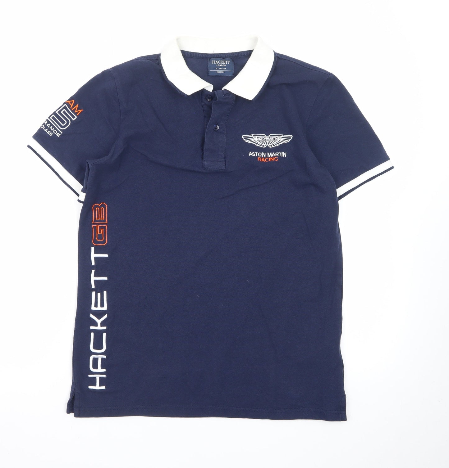 Hackett Aston Martin Racing Men's Blue Cotton Polo Shirt M
