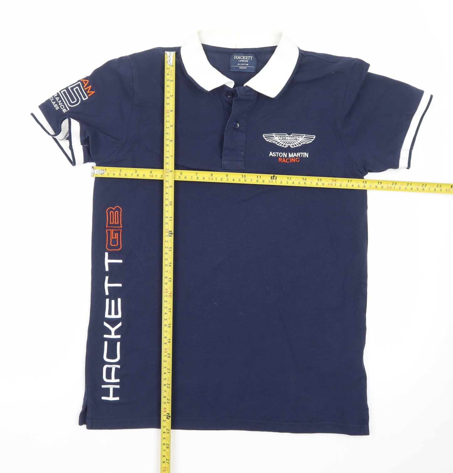 Hackett Aston Martin Racing Men's Blue Cotton Polo Shirt M
