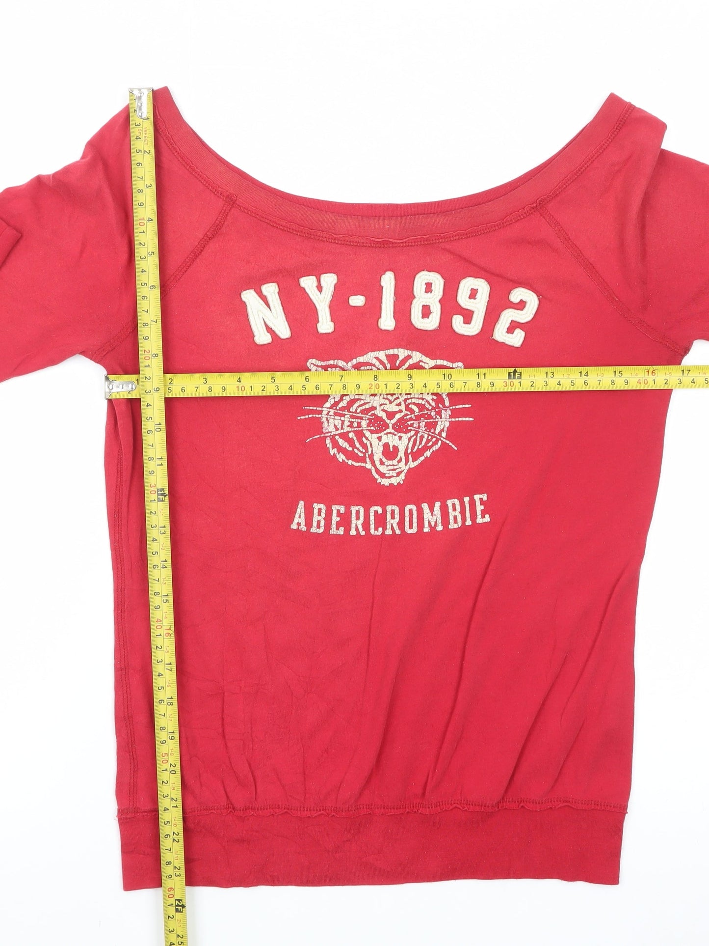 Abercrombie & Fitch Womens Red Off Shoulder 3/4 Sleeve Top XS
