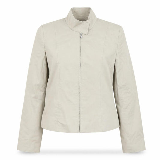 Warehouse Women’s Beige Zip-Up Cotton Blend Short Jacket UK 12