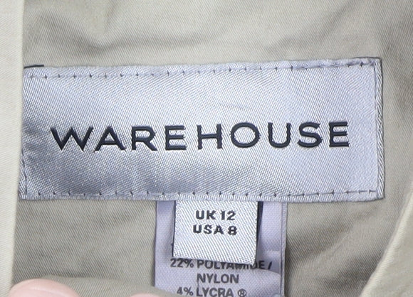 Warehouse Women’s Beige Zip-Up Cotton Blend Short Jacket UK 12