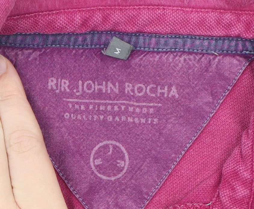 RJR John Rocha Men's Pink Short Sleeve Cotton Polo Shirt Size M
