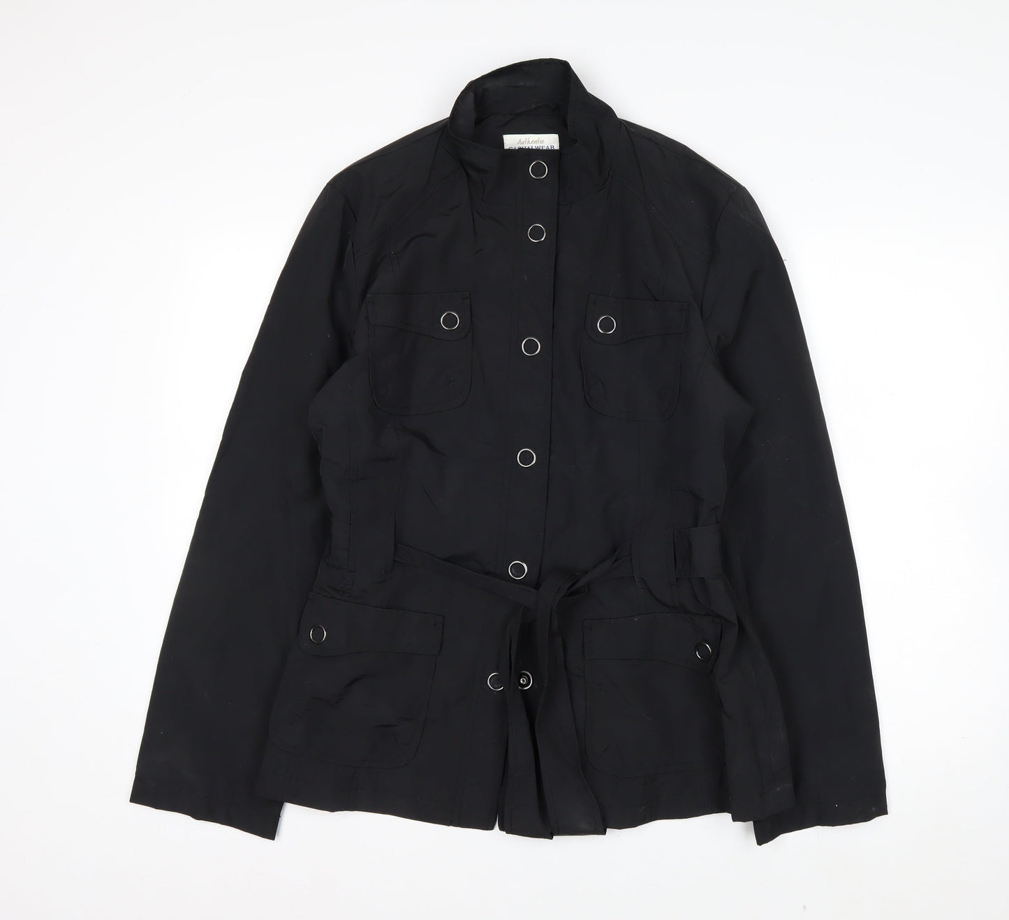 BHS Womens Black Military Style Belted Jacket Size 16
