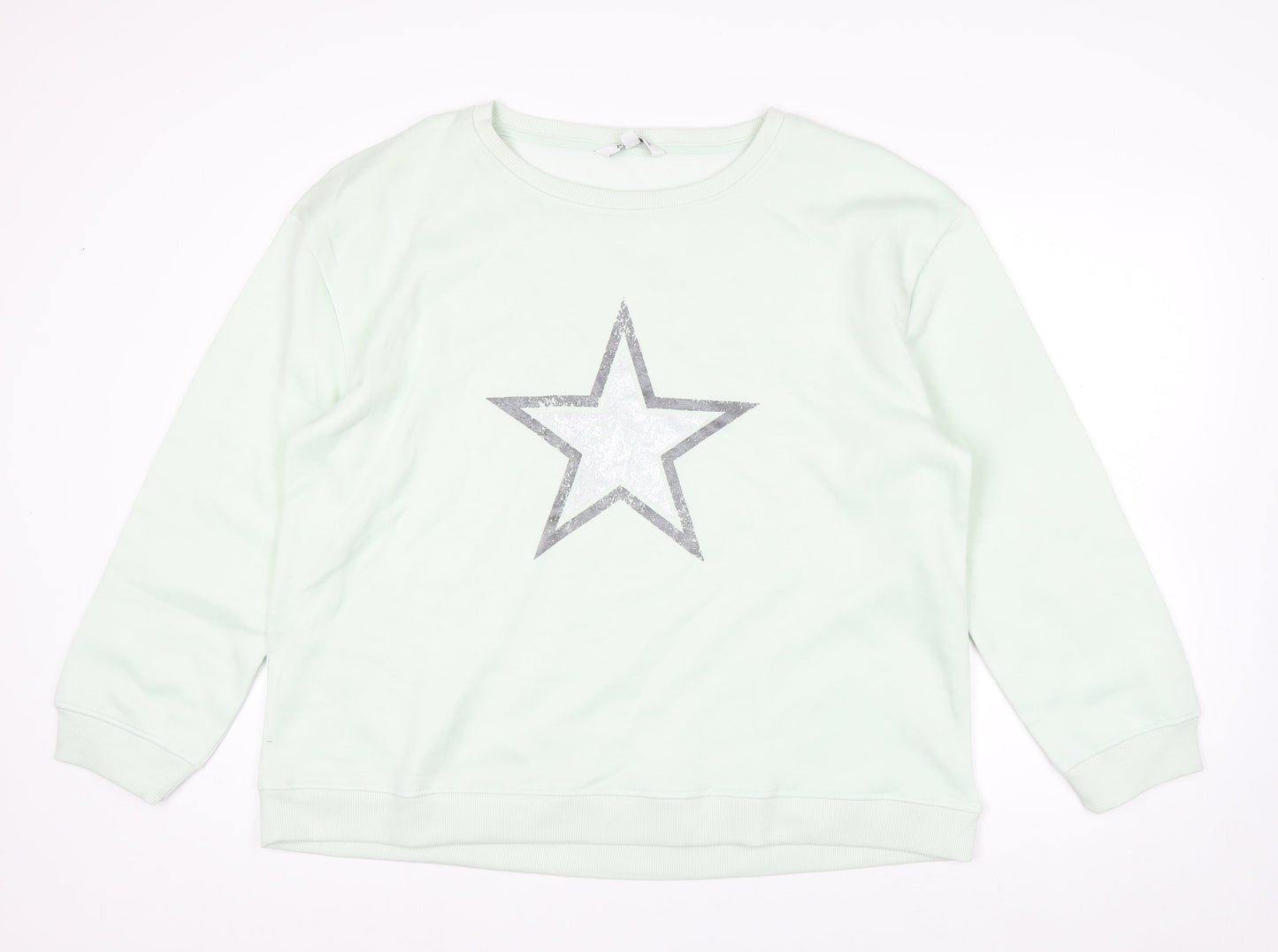 Bonmarché Women’s Mint Green Star Sweatshirt Size 18 Polyester Cotton Blend