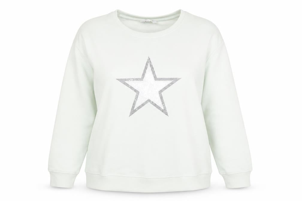 Bonmarché Women’s Mint Green Star Sweatshirt Size 18 Polyester Cotton Blend
