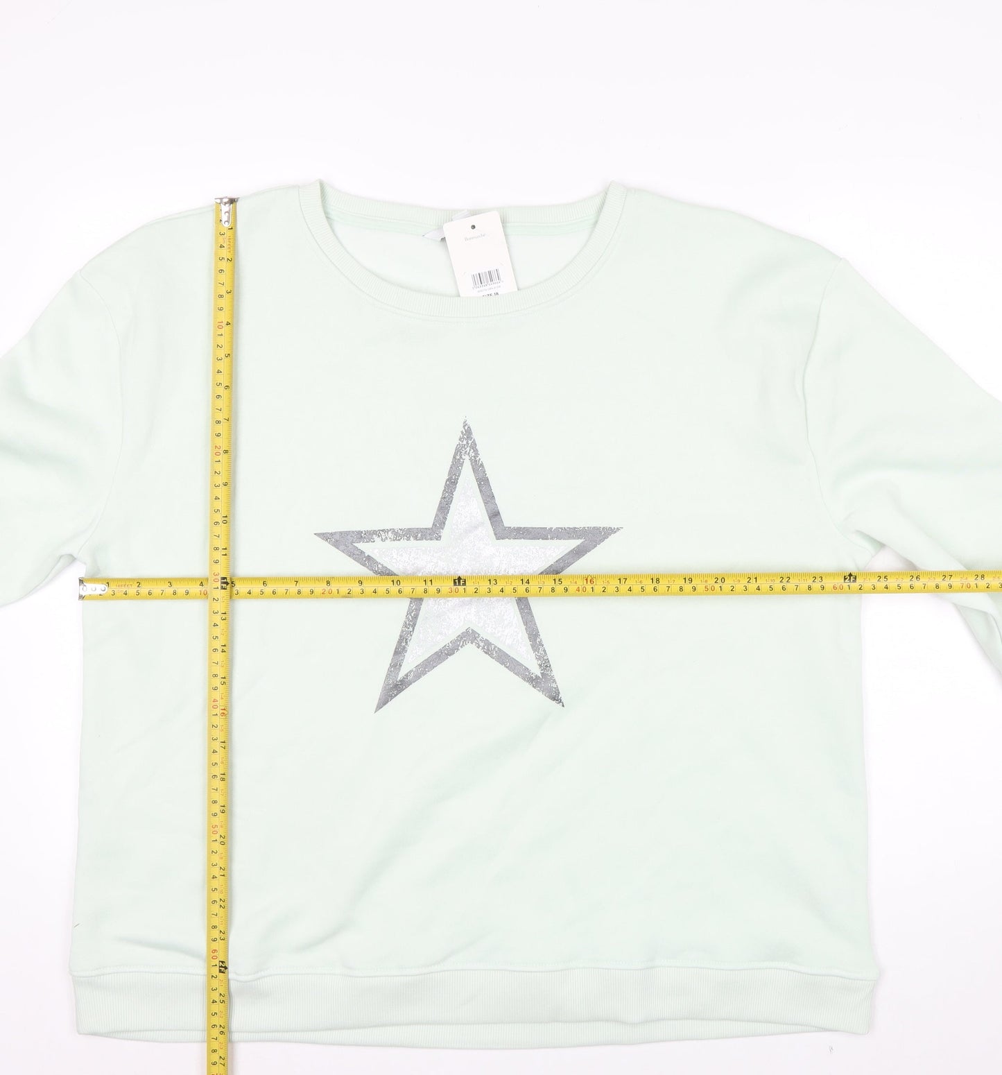 Bonmarché Women’s Mint Green Star Sweatshirt Size 18 Polyester Cotton Blend