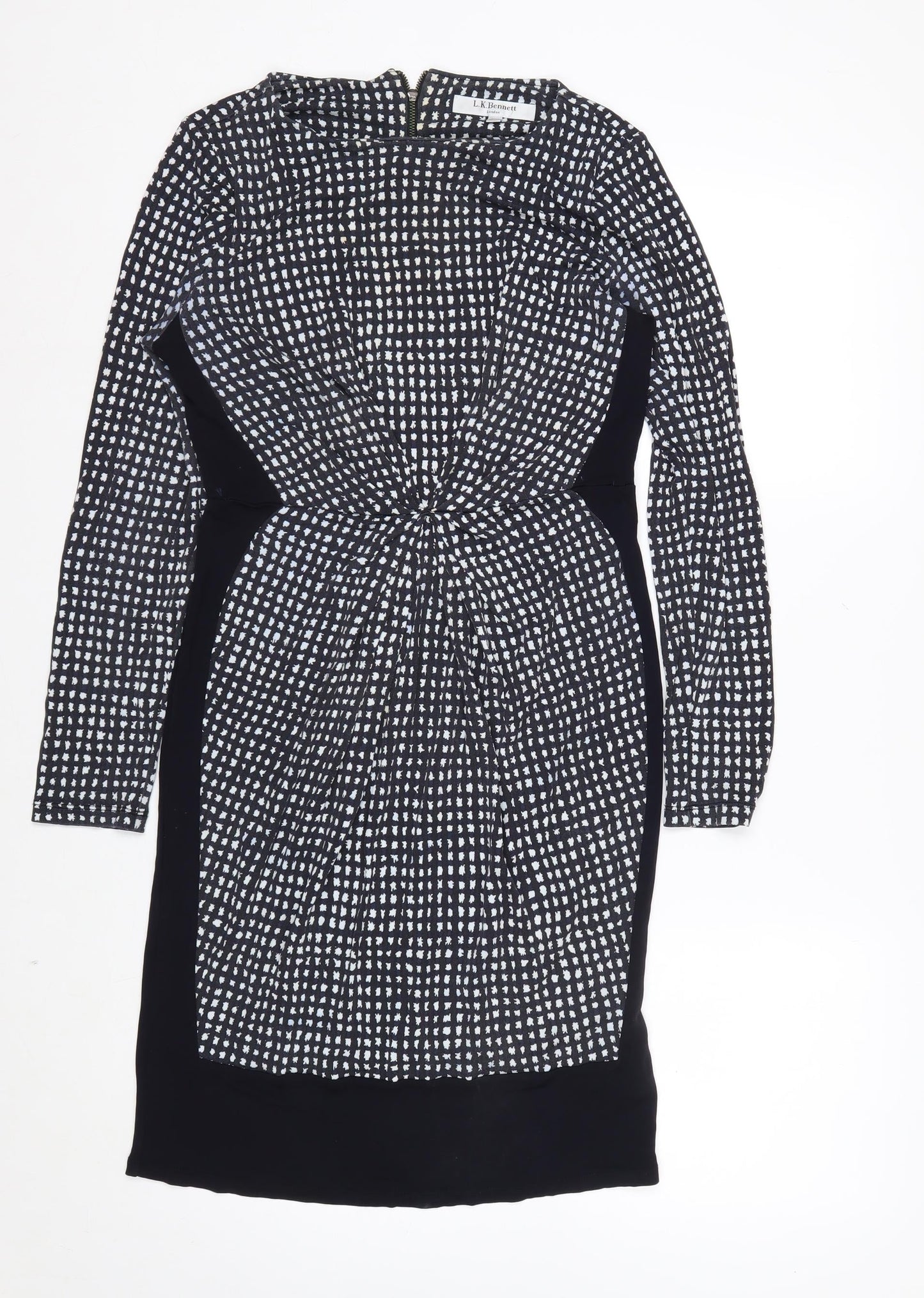 L.K. Bennett Women Black Geometric Sheath Dress Size 10
