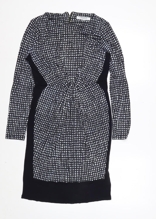 L.K. Bennett Women Black Geometric Sheath Dress Size 10