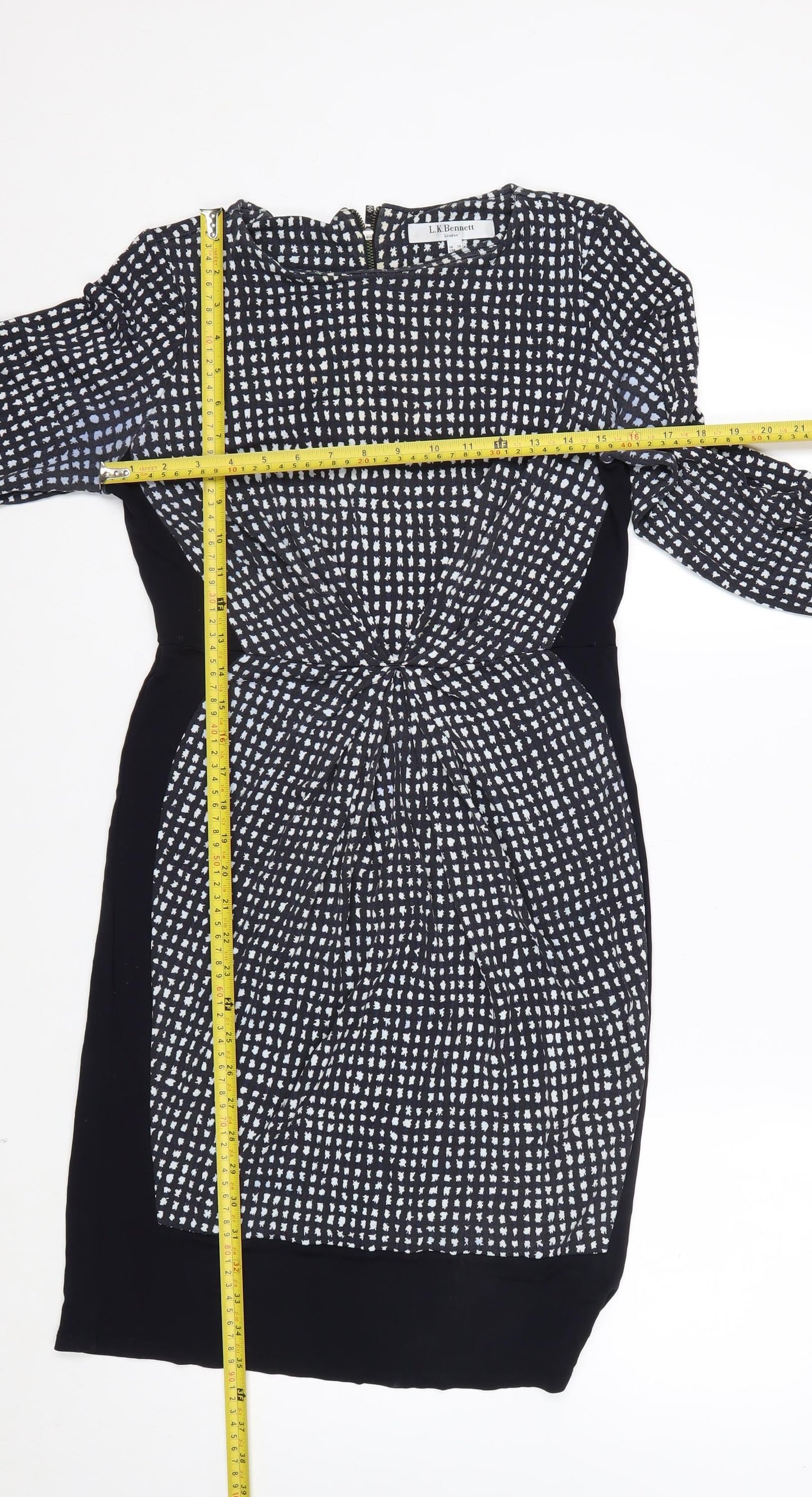 L.K. Bennett Women Black Geometric Sheath Dress Size 10