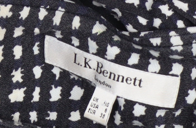 L.K. Bennett Women Black Geometric Sheath Dress Size 10