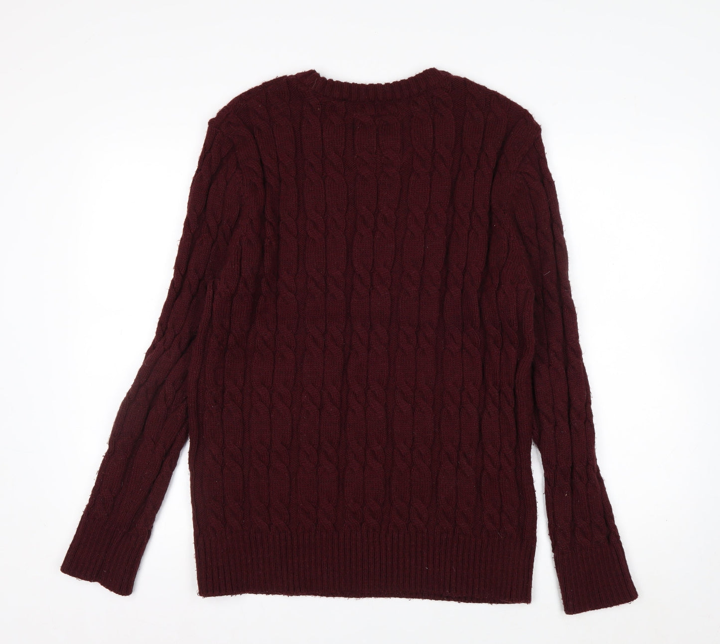 Superdry Men's Red Cable-Knit Crew Neck Jumper 2XL