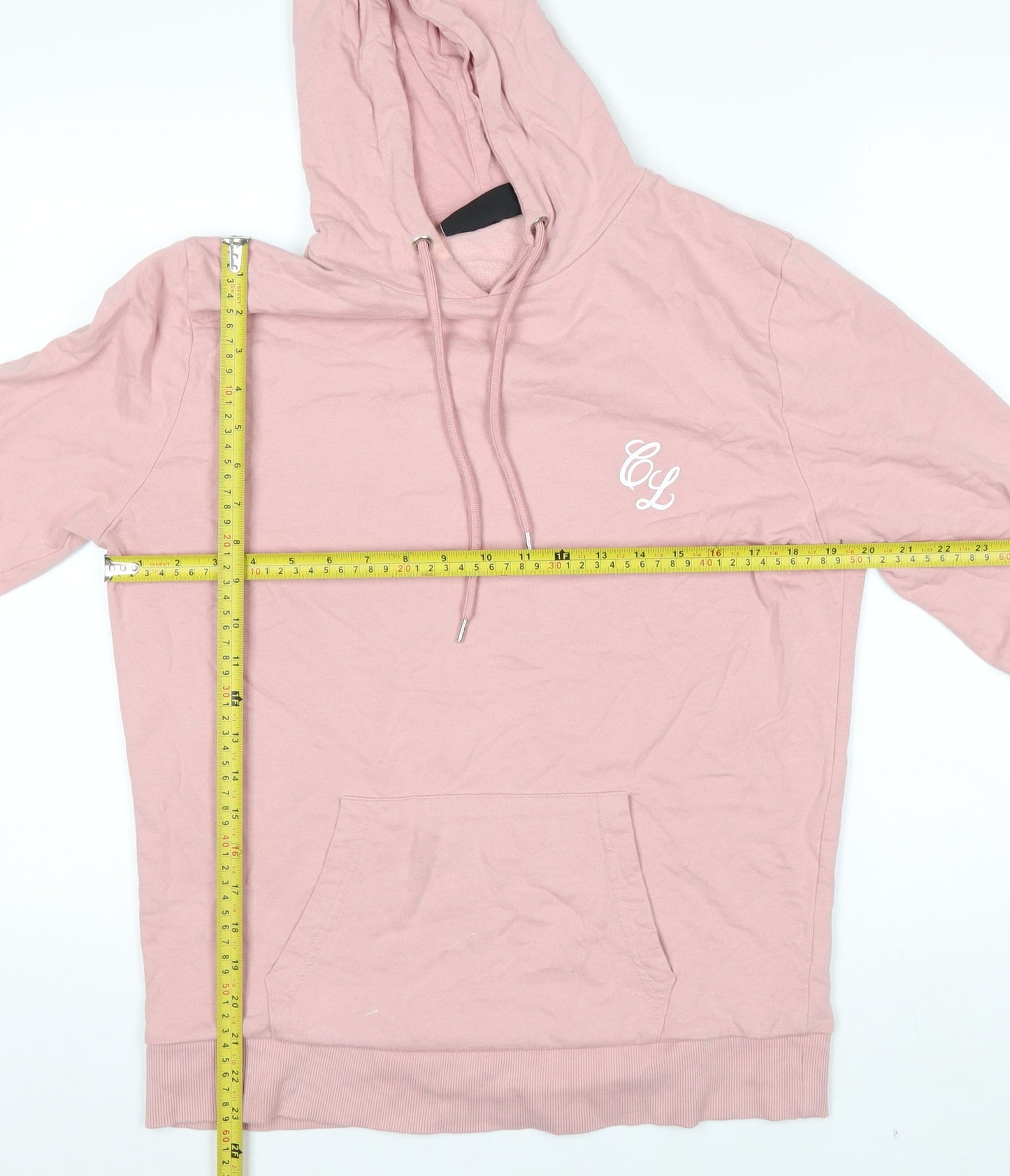 Closure London Womens Pink Small Pullover Hoodie Drawstring Cotton