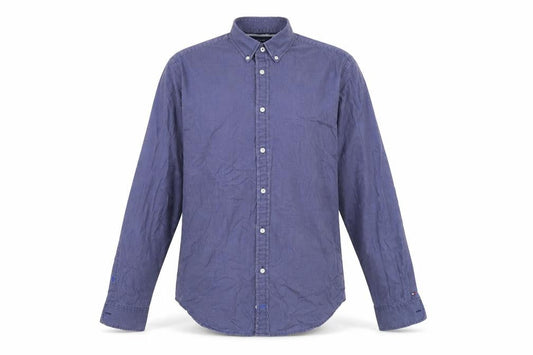 Tommy Hilfiger Men's Blue Check Cotton Button-Down Shirt XL