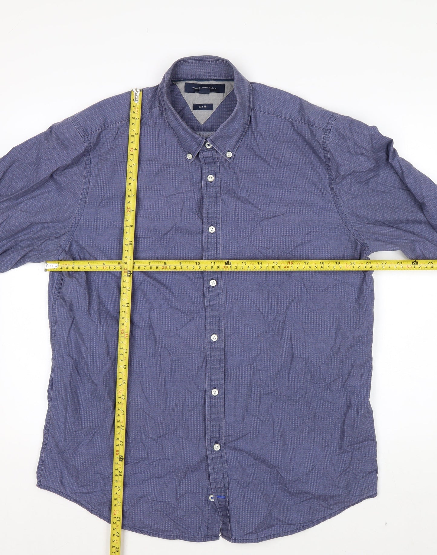 Tommy Hilfiger Men's Blue Check Cotton Button-Down Shirt XL