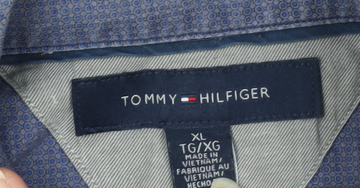 Tommy Hilfiger Men's Blue Check Cotton Button-Down Shirt XL