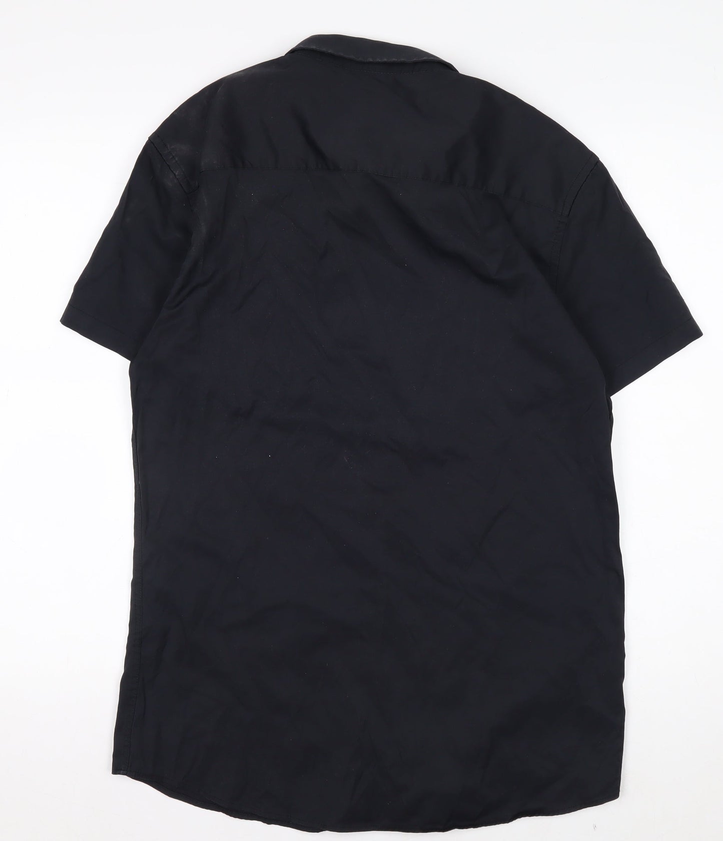 boohooMAN Men's Black XL Short Sleeve Button-Up Casual Shirt