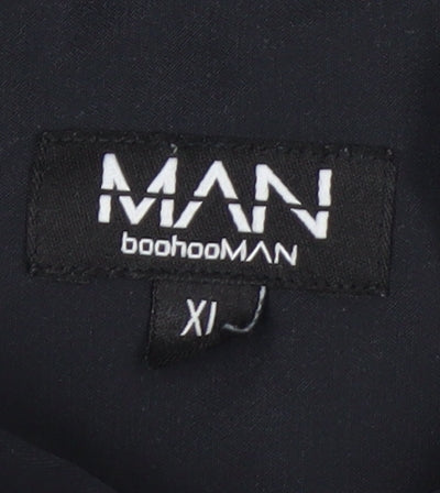 boohooMAN Men's Black XL Short Sleeve Button-Up Casual Shirt