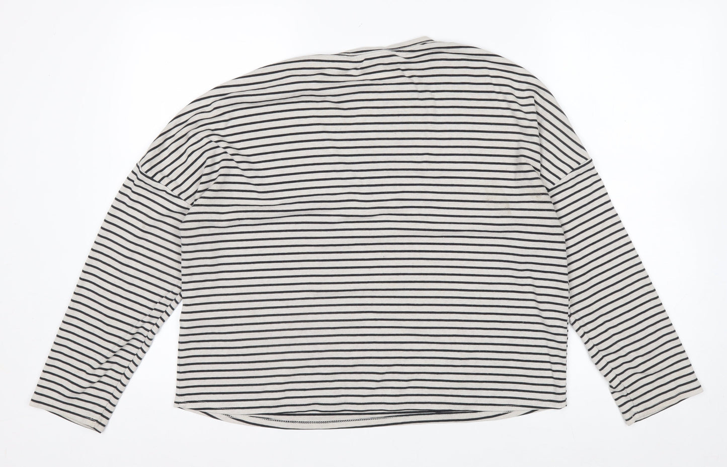 New Look Women’s White Black Striped Crew Neck Long Sleeve T-Shirt Size 12