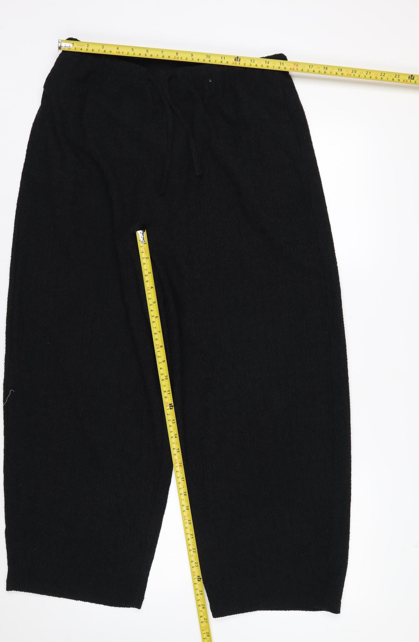 Marks and Spencer Women’s Black Cropped Knit Wide-Leg Trousers Size 12