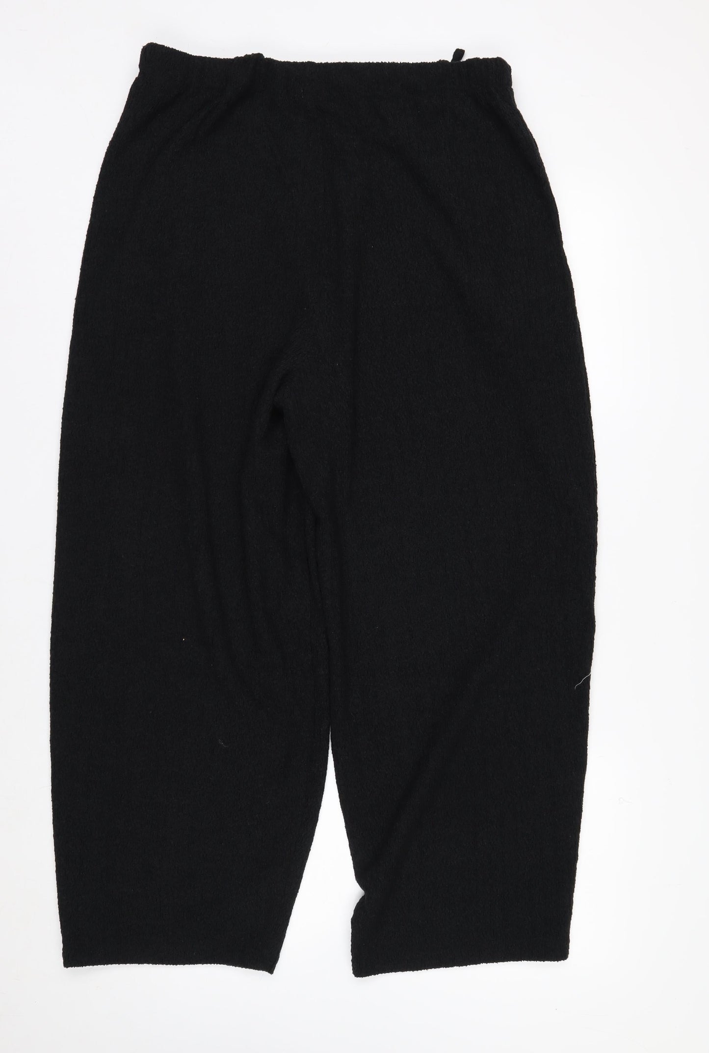 Marks and Spencer Women’s Black Cropped Knit Wide-Leg Trousers Size 12