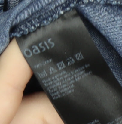 Oasis Women's Blue Denim Button-Up Shirt Size 10 Long Sleeve