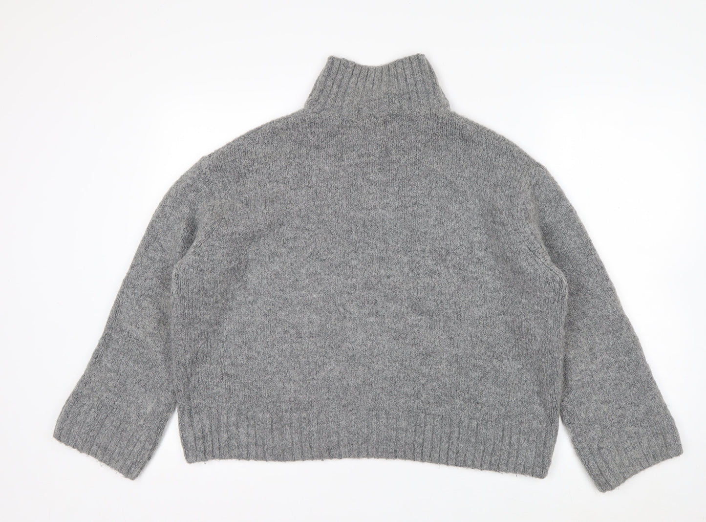 H&M Women Grey Roll Neck Wool Blend Jumper Medium Classic Winter
